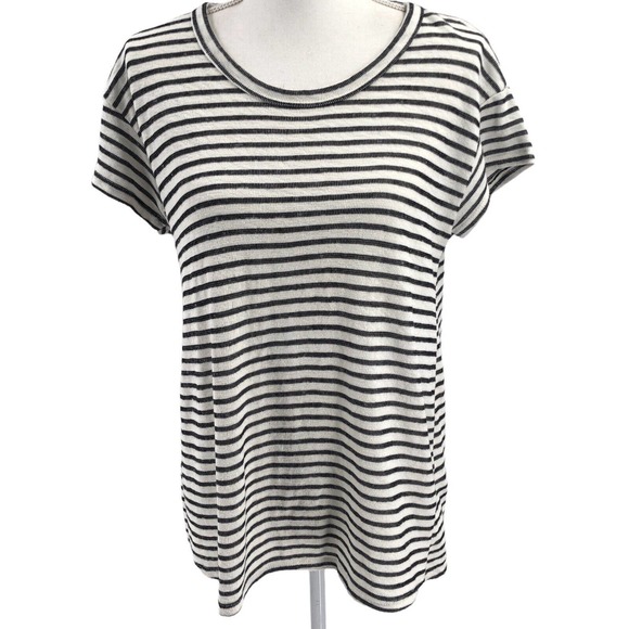 Andree by Unit for Anthropologie Womens Size Medium Striped Split Back Shirt - Picture 1 of 9